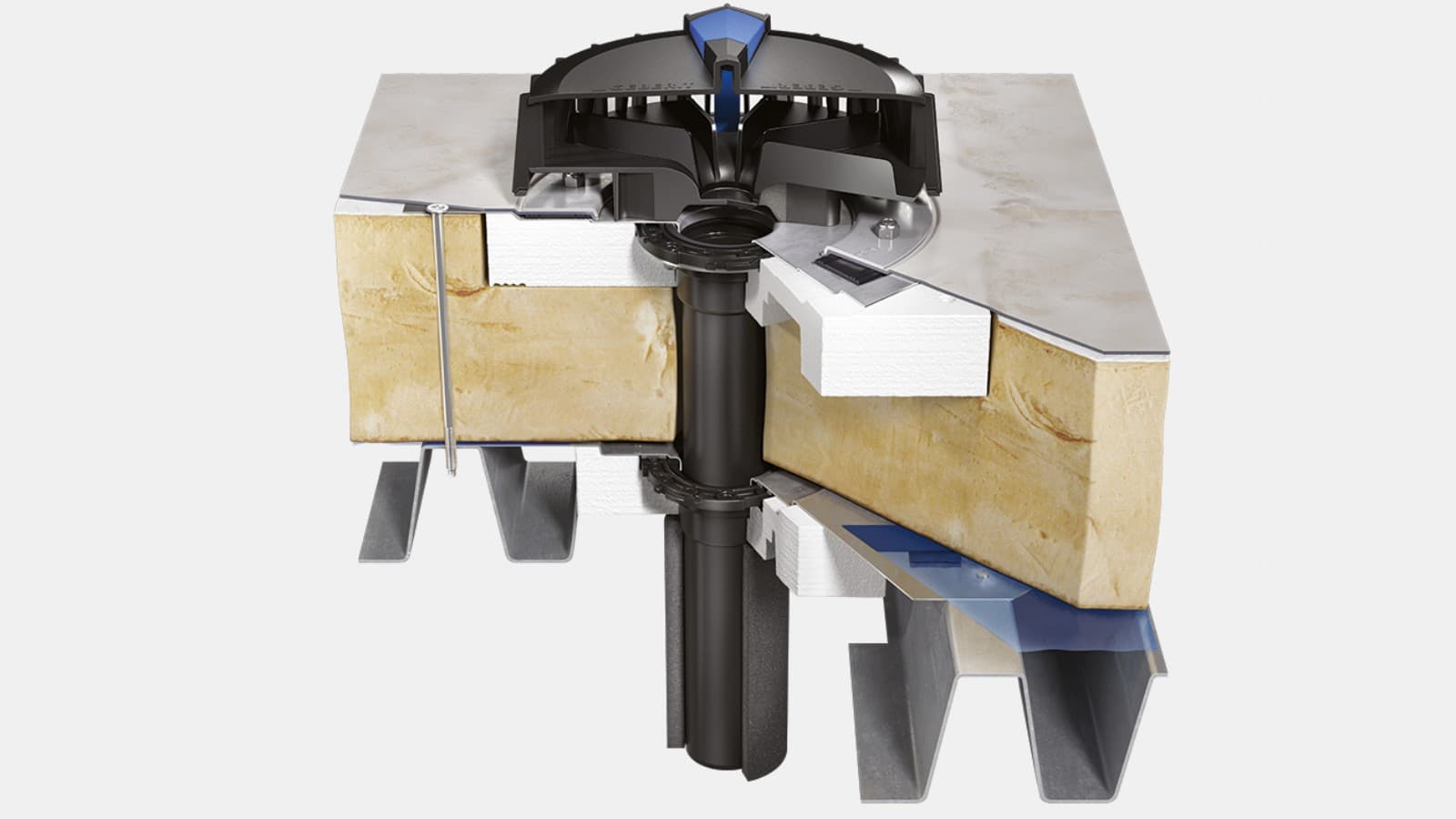 Geberit Pluvia krovni ulivni elemenat sa priključkom parne brane i krovne folije kao mokrim slojem Geberit Pluvia krovni ulivni elemenat sa priključkom parne brane i krovne folije kao mokrim slojem