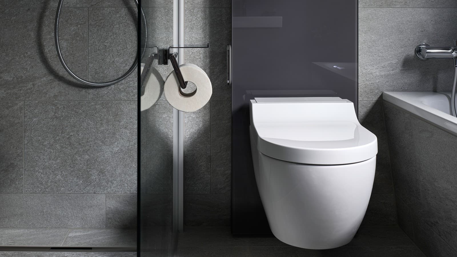Geberit Monolith sanitarni modul sa Geberit AquaClean Tuma tuš WC-om Geberit Monolith sanitarni modul sa Geberit AquaClean Tuma tuš WC-om