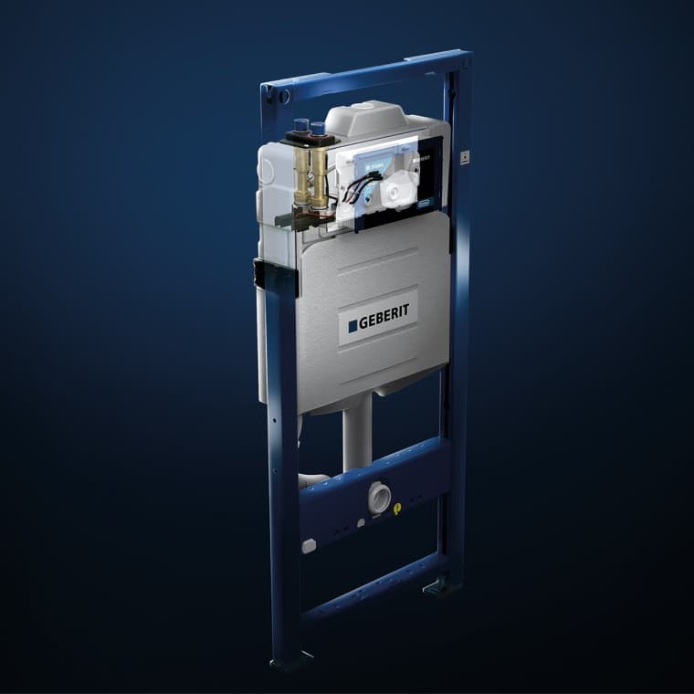 Ugradni vodokotlić Geberit Sigma sa integrisanom jedinicom za higijensko ispiranje. Ugradni vodokotlić Geberit Sigma sa integrisanom jedinicom za higijensko ispiranje.